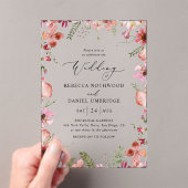 シック素朴ダスティフローラ結婚ズ アクリル招待状 (インサイチュ (ポータブル))