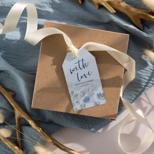 シック素朴ダスティブルー結婚式の引き出物ギフトラベル ギフトタグ