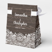 シック素朴ダークブラウン木材ホワイトレース結婚ズ フェイバーボックス (裏面サイド)