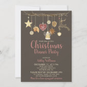 シック素朴ナチュラルクリスマスディナーパーティー 招待状 (正面)