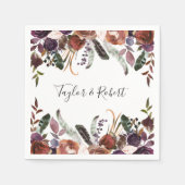 シック素朴バタームアンドプラムフローラズ結婚 スタンダードカクテルナプキン (正面)