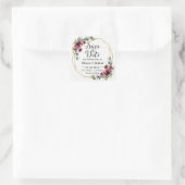 シック素朴バーガンディフローラ結婚式の日付を保存 スクエアシール (バッグ)