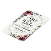 シック素朴バーガンディフローラ結婚式の日付を保存 マグネット (左側)