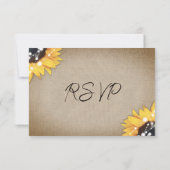 シック素朴バーラップとレースひまわり結婚の 出欠カード (裏面)