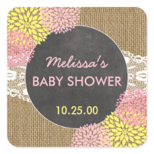 シック素朴バーラップピンク黄色の赤ちゃんシャワー好み