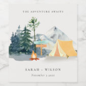 シック素朴パインウッズキャンピングマウンテン結婚ズ ワインラベル (シングルラベル)