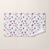 シック素朴パープルウォーターカラーアイリス花パターン バスタオルセット (ハンドタオル)