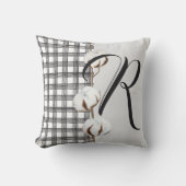 シック素朴ファームハウススタイルモノグラムの枕 クッション (正面)
