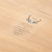 シック素朴フローラスタン〔雄ジカの〕枝角結婚ズ アクリル招待状 (レイダウン)