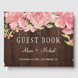 シック素朴フローラストリン結婚グライト ゲストブック