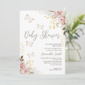 シック素朴フローラバタフライキスベビーシャワー 招待状 (スタンド正面)