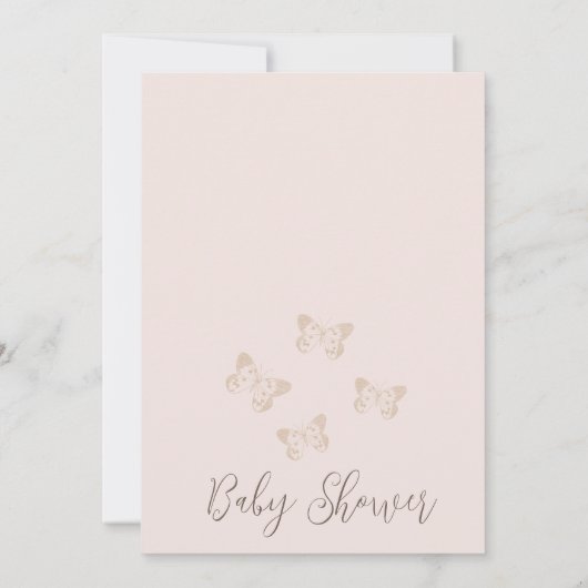 シック素朴フローラバタフライキスベビーシャワー 招待状 (裏面)