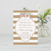 シック素朴フローラバーストライプラップの結婚式 招待状 (スタンド正面)