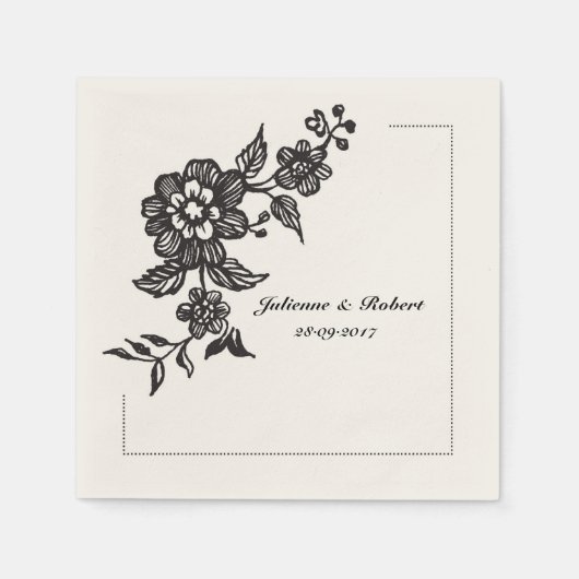 シック素朴フローラ結婚のカクテルナプキンス スタンダードカクテルナプキン (正面)