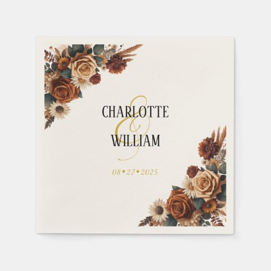 シック素朴フローラ結婚ズ スタンダードカクテルナプキン (正面)