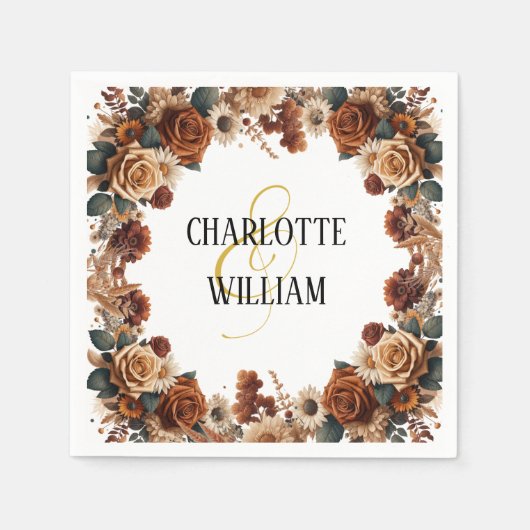 シック素朴フローラ結婚ズ スタンダードカクテルナプキン (正面)