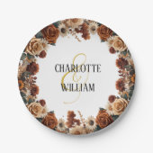 シック素朴フローラ結婚ズ ペーパープレート (正面)