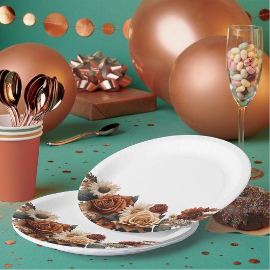 シック素朴フローラ結婚ズ ペーパープレート (複数)