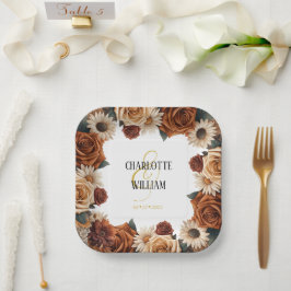 シック素朴フローラ結婚ズ ペーパープレート