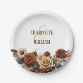 シック素朴フローラ結婚ズ ペーパープレート (正面)