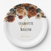 シック素朴フローラ結婚ズ ペーパープレート (正面)