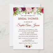 シック素朴ブルガンディマルサラフローラブライダルシャワー 招待状 (正面)