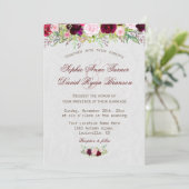 シック素朴ブルガンディマルサラフローラ結婚ズ 招待状 (スタンド正面)
