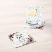 シック素朴ブルゴーニュフローラ保存日 スクエアペーパーコースター (インサイチュ)