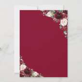 シック素朴ブルゴーニュ赤面結婚フローラブライダル サンキューカード (裏面)