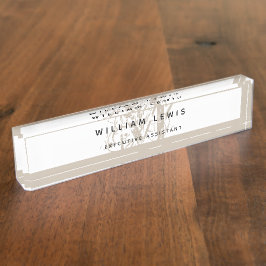 シック素朴ベエモダンージュモノグラム デスクネームプレート