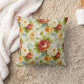 シック素朴ボタニカルサマーフローラルパターン クッション (ブランケット)