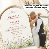 シック素朴ボホワイルドフラワーとフォトズ結婚ーズ 招待状