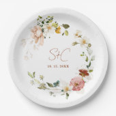 シック素朴ボホワイルドフラワーフローラガーデン ペーパープレート (正面)