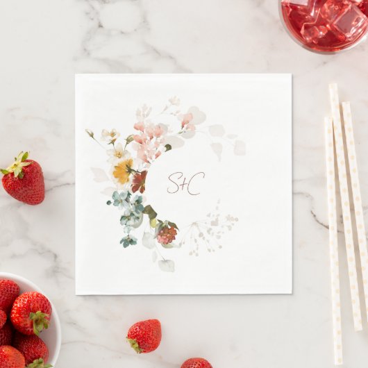 シック素朴ボホワイルドフラワーフローラ庭園の結婚式 スタンダードランチョンナプキン (インサイチュ)