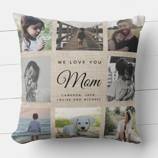 シック素朴マザーの日ママ家族フォトコラージュ クッション