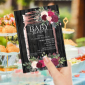 シック素朴メイスンジャーバラ金ゴールドベビーシャワー 招待状