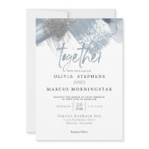 シック素朴モダンな埃っぽい青いブラシストローク