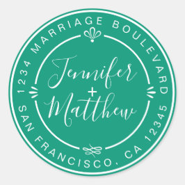 シック素朴モノグラム名差出人住所グリーン ラウンドシール