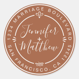 シック素朴モノグラム差出人住所テラコッタ ラウンドシール