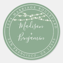 シック素朴ライツグリーン結婚ズ差出人住所 ラウンドシール