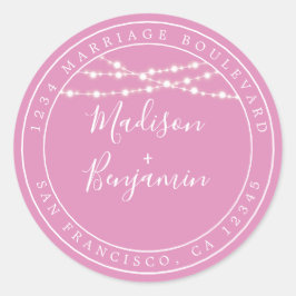 シック素朴ライツピンク結婚ズ差出人住所 ラウンドシール