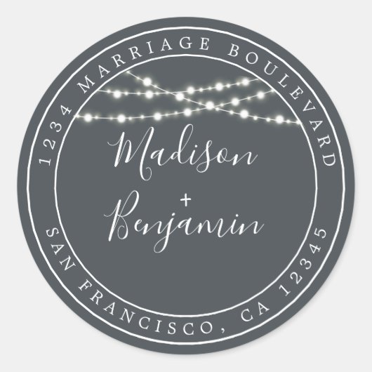 シック素朴ライツブラック結婚ズ差出人住所 ラウンドシール (正面)