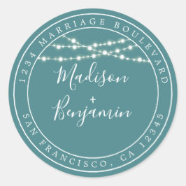 シック素朴ライトティール(緑がかった色)結婚ズ差出人住所 ラウンドシール
