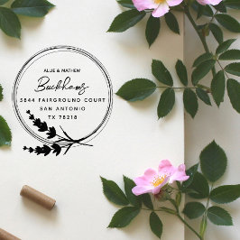 シック素朴ラベンダー結婚したカップル差出人住所 ラバースタンプ