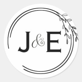 シック素朴リーフアンパサンド結合イニシャルスクリプト ラウンドシール