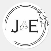 シック素朴リーフアンパサンド結合イニシャルスクリプト ラウンドシール (正面)