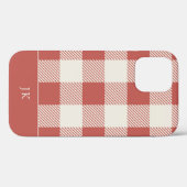 シック素朴レッド格子模様モノグラム Case-Mate iPhoneケース (裏面 (横))