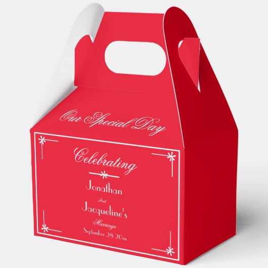 シック素朴ロマンチック赤エレガントな結婚式ありがとう フェイバーボックス (正面)