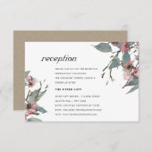 シック素朴ワイルドピンクのユーカリフローラレセプション エンクロージャーカード (正面/裏面)