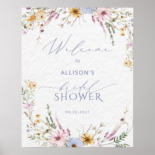 シック素朴ワイルドフラワーブライダルシャワーへようこそ ポスター (正面)